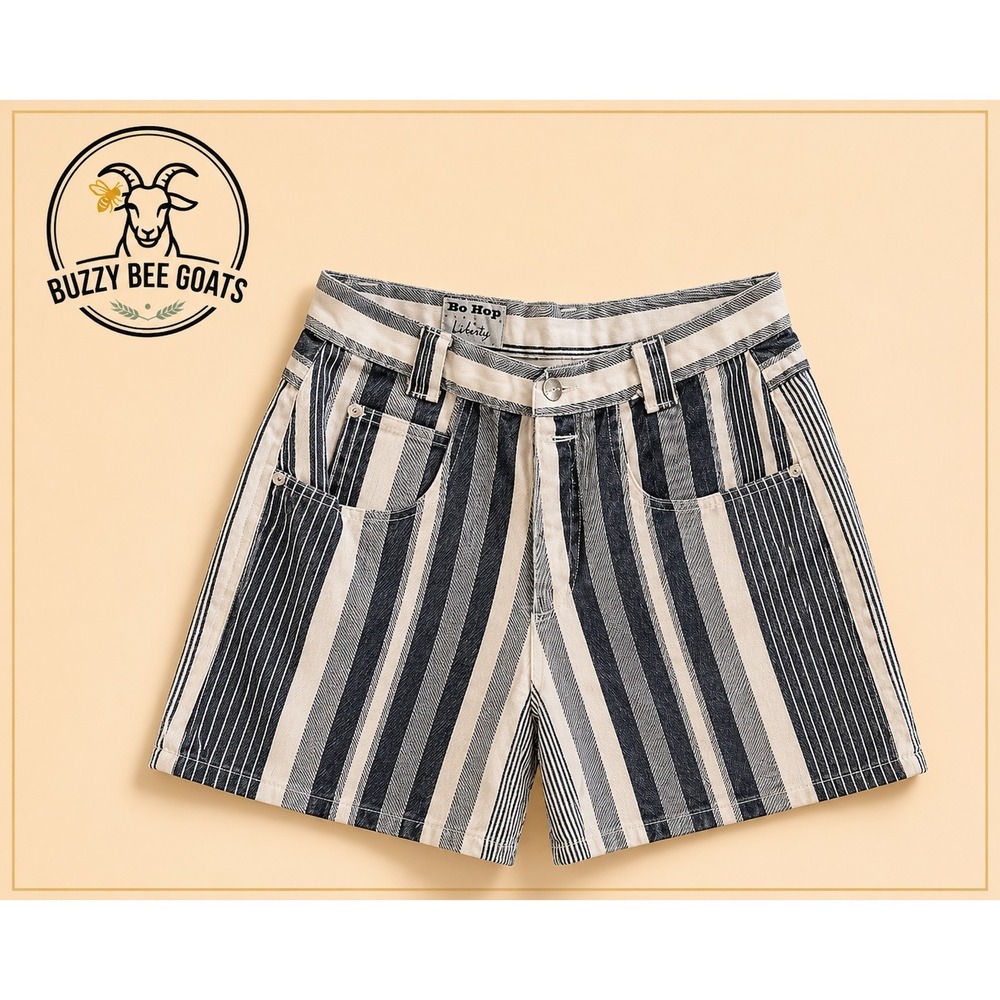 BE BOP VANITY STRIPED PAPERBAG SHORTS WOMENS SIZE 11 COTTON LINEN